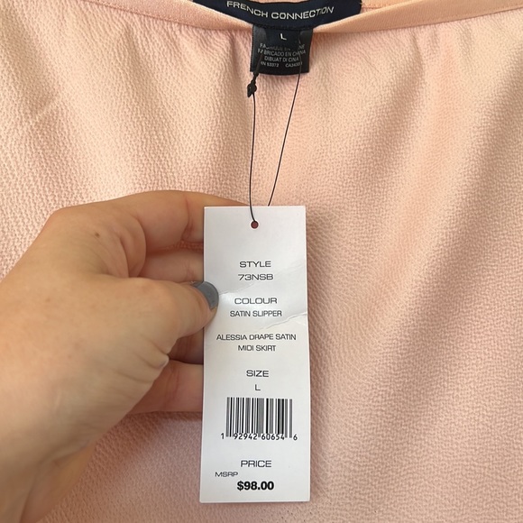French Connection Light Pink Midi Skirt New with Tags - Picture 5 of 5